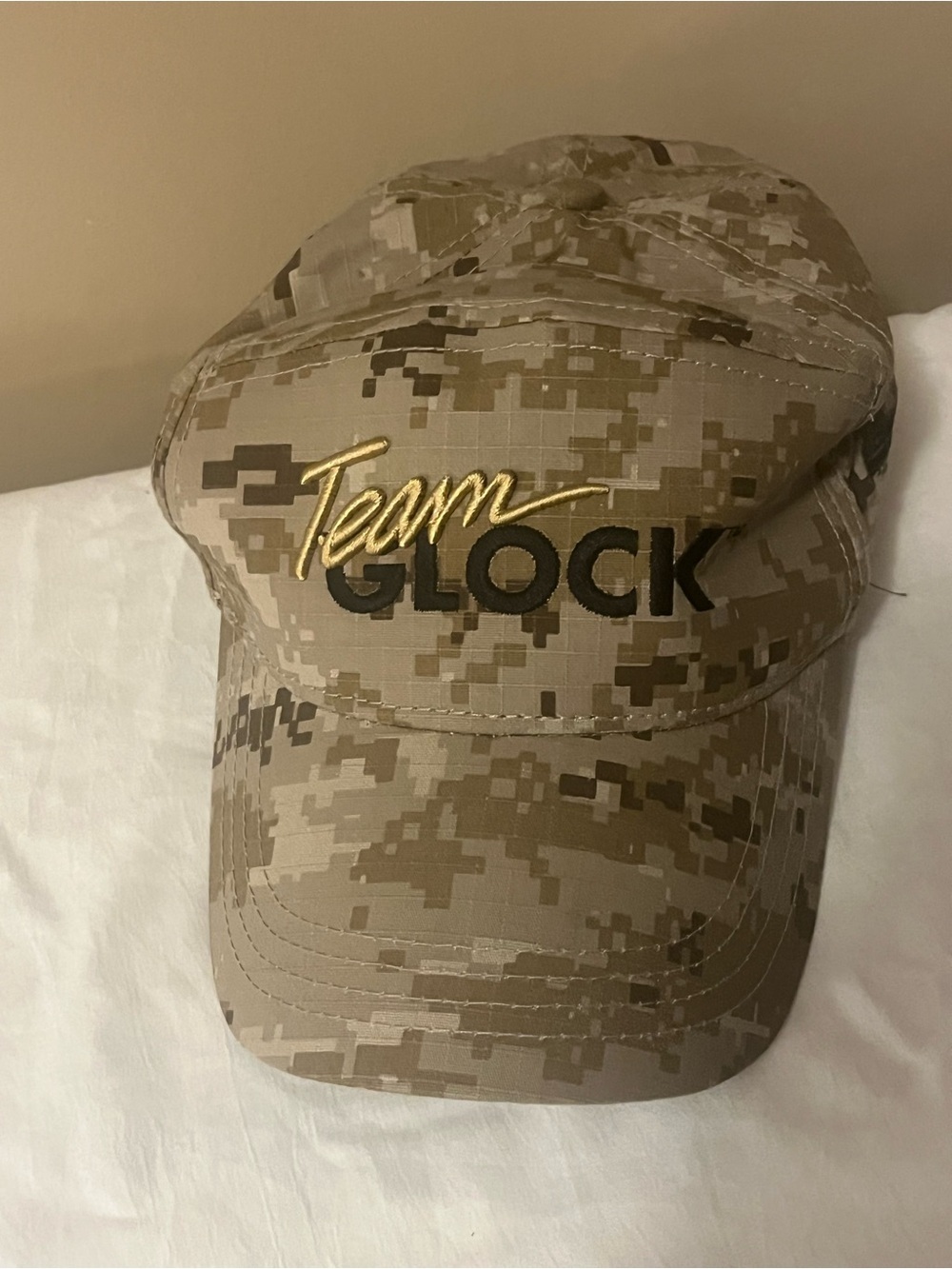 Rare Vintage R Lee Emery Gunny Approved Team Glock Digital Camo  Cap - Tan